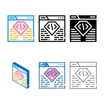 Coding seo optimization minimal color icon vector Illustrazione stock