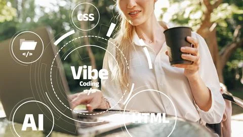 Coding session with vibe coding in a park during the daytime Stock Photos