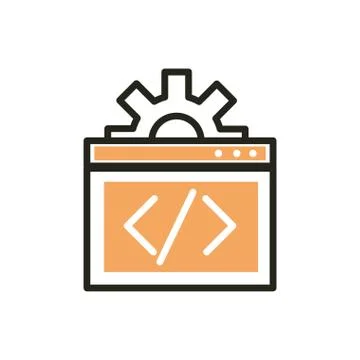 Coding setting web development icon line and fill 스톡 일러스트