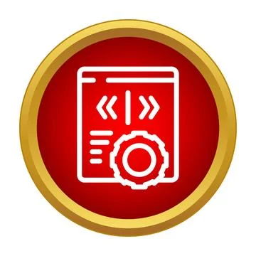 Coding settings icon in red button style 스톡 일러스트