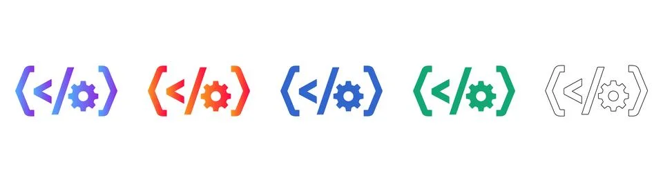 Coding Software Development Icons Illustration