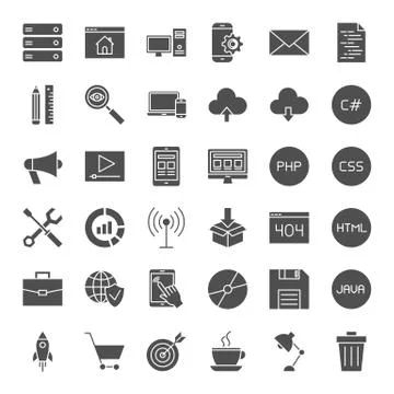 Coding Solid Web Icons Illustrazione stock