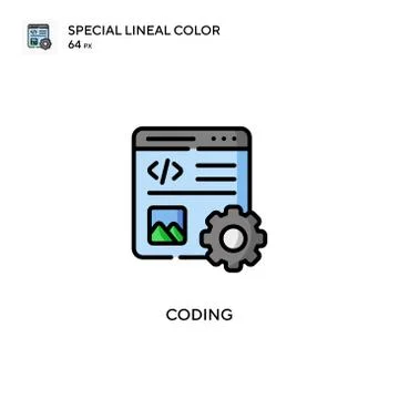 Coding Special lineal color icon. Illustration symbol design template for web Stock Illustration