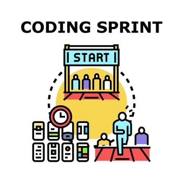 Coding sprint concept for fast software development 스톡 일러스트