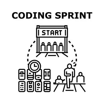 Coding sprint concept for fast software development Ilustración de archivo