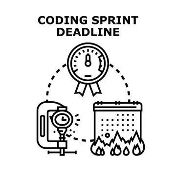 Coding sprint deadline approaching fast project management イラスト素材