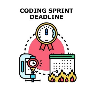 Coding sprint deadline approaching fast project management イラスト素材