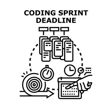 Coding sprint deadline management planning project time Stock Illustration