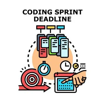 Coding sprint deadline management planning project time Stock Illustration