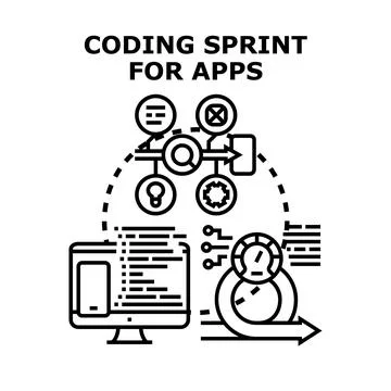 Coding sprint process for application development concept Illustrazione stock