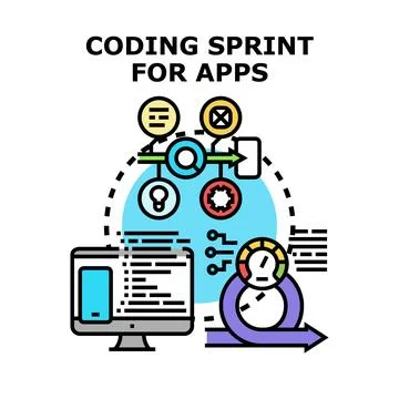 Coding sprint process for application development concept イラスト素材