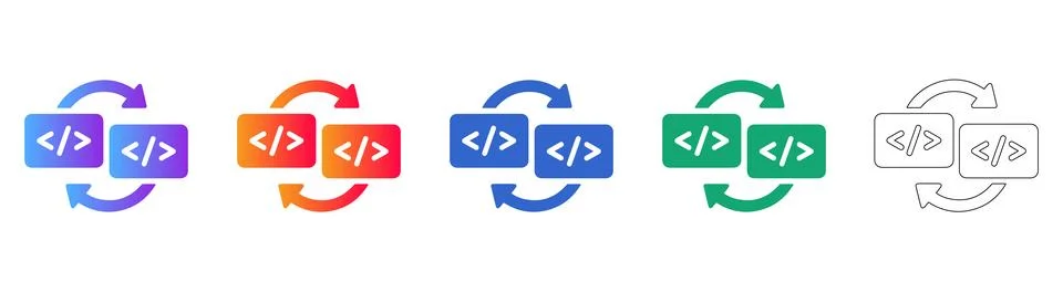 Coding Sync and Swap Icon Collection Stock Illustration