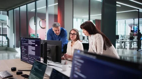 Coding Team Works Together Stock Footage 318749062