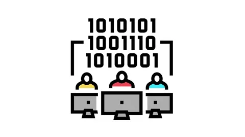 Coding teamwork color icon animation Stock Footage 163786139