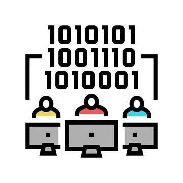 Coding teamwork color icon vector illustration 库存插图