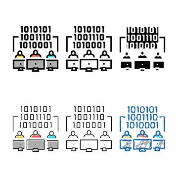 Coding teamwork color icon vector range Stockillustratie