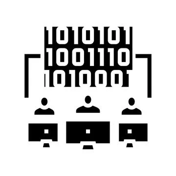 Coding teamwork glyph icon vector illustration Stock Illustration