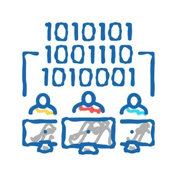 Coding teamwork icon doodle illustration Stock Illustration
