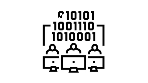 Coding teamwork line icon animation Stock Footage 163794498