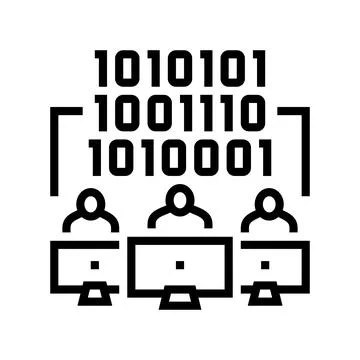 Coding teamwork line icon vector illustration Illustrazione stock