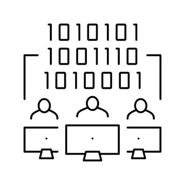 Coding teamwork line icon vector illustration Stock Illustration