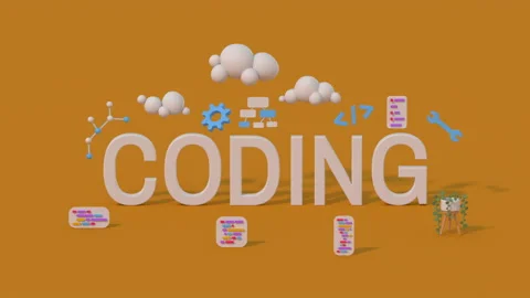 Coding text 3D render animation Stock Footage 232382179