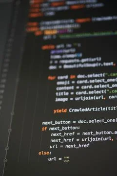 Coding text on black background Stock-Fotos