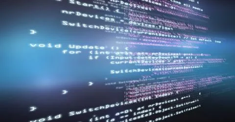 Coding text floating Stock Photos