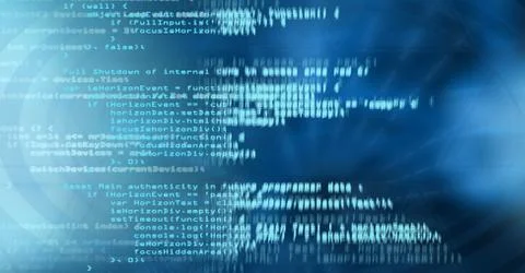 Coding text floating Stock Photos