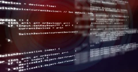 Coding text floating Foto stock