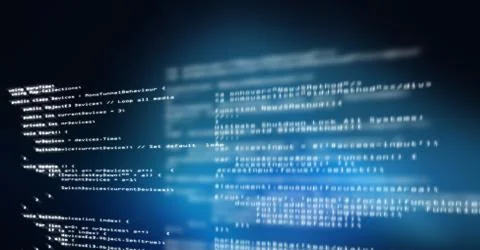 Coding text floating Stock Photos