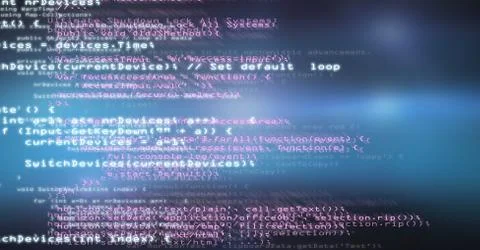 Coding text floating Stock Photos