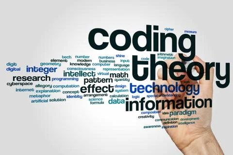 Coding theory word cloud concept on grey background Stock Photos