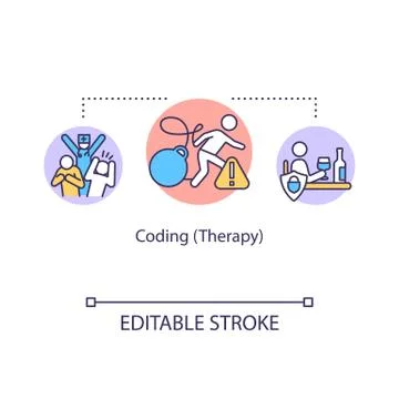 Coding therapy concept icon. Addiction treatment idea thin line illustration Illustrazione stock