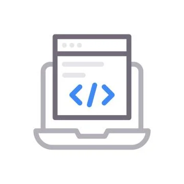 Coding thin line colour icon Stock Illustration