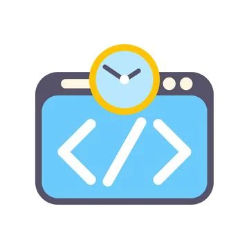 Coding time management with browser window icon Stock Illustration