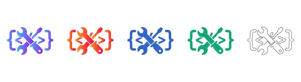 Coding Tools and Syntax Bracket Icons 库存插图