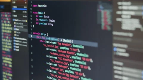 Coding UX UI script text on screen, HTML5 in editor for website development Stock Footage 225700593