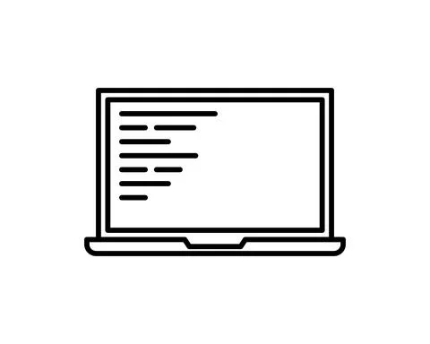 Coding vector icon on laptop screen isolated on white background. Programming Stock-Illustration