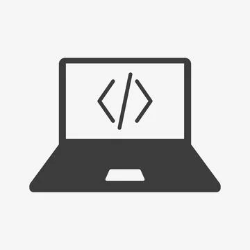 Coding vector icon on laptop screen. Code symbol イラスト素材