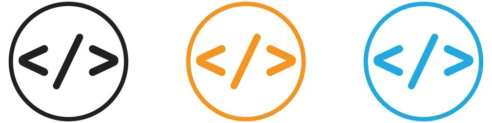 Coding vector logo set collection for web app ui Stock Illustration