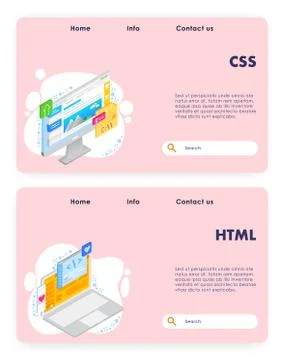 Coding vector website landing page template set Stock-Illustration