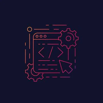 Coding, web design and app development, linear icon Stock Illustration