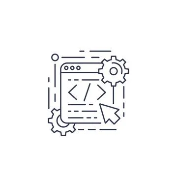 Coding, web design and app development vector line icon Stock Illustration