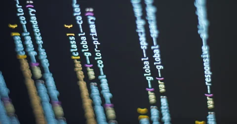 Coding web on screen scrolling CSS, vertical view Stock Footage 255682870