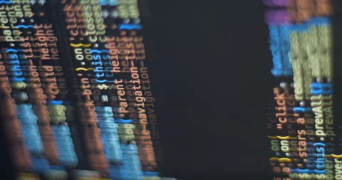 Coding web on screen scrolling Javascript, vertical view Stock-Footage 255683163