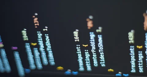 Coding web on screen scrolling Javascript, vertical view Stock Footage 255683169