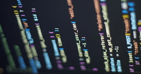 Coding web on screen scrolling PHP, vertical view Stock Footage 255683418