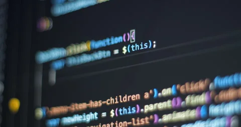 Coding web on screen typing Javascript Stock Footage 255683196