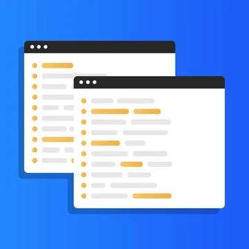 Coding Windows on Computer Screens Stock Illustration